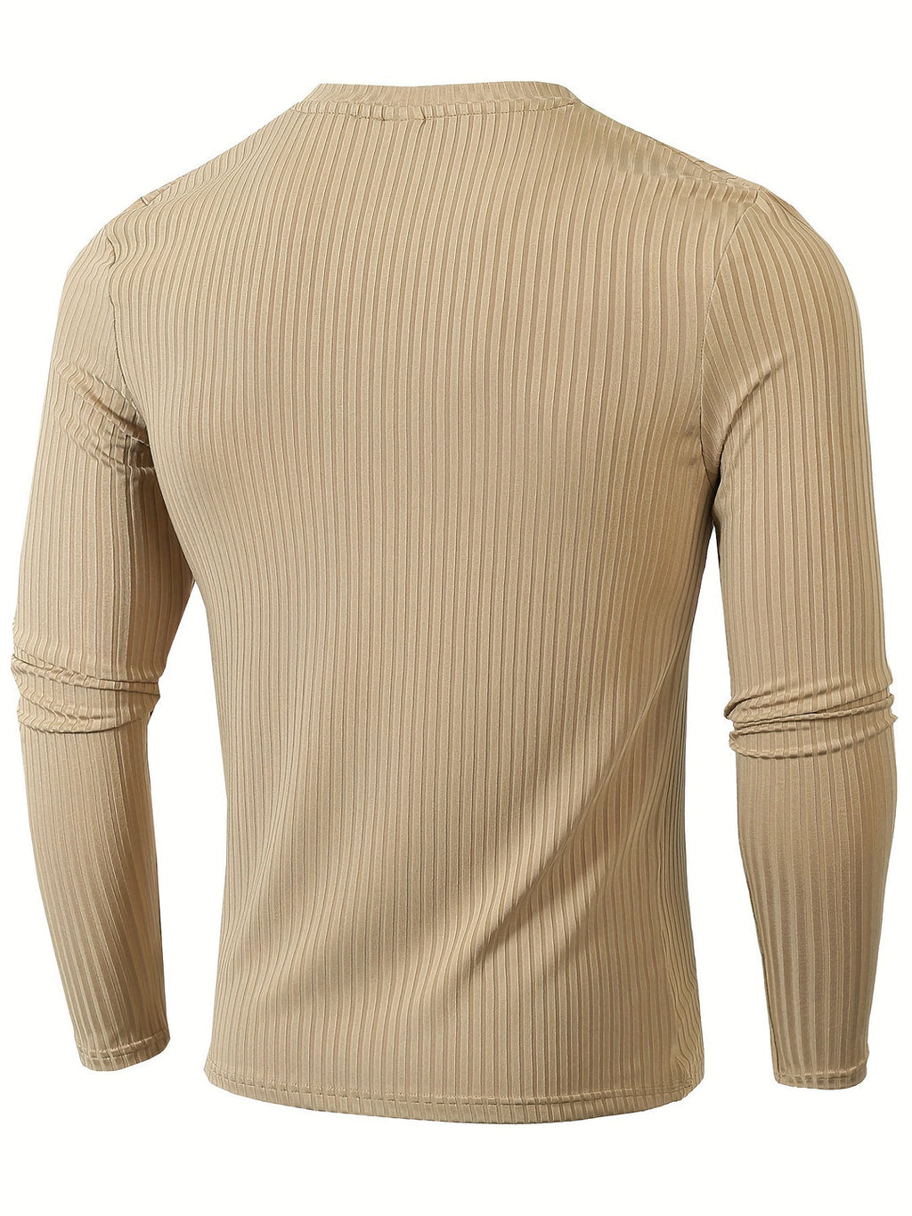 Longsleeve Heren Slim Fit Geribbeld met Ronde Hals Casual