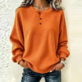 Trui Dames Oversized Gebreid met Ronde Hals en Knoopjes Casual