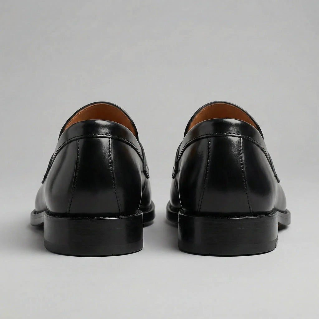 Penny Loafers Heren met Glanzende Afwerking en Blokhak Klassiek