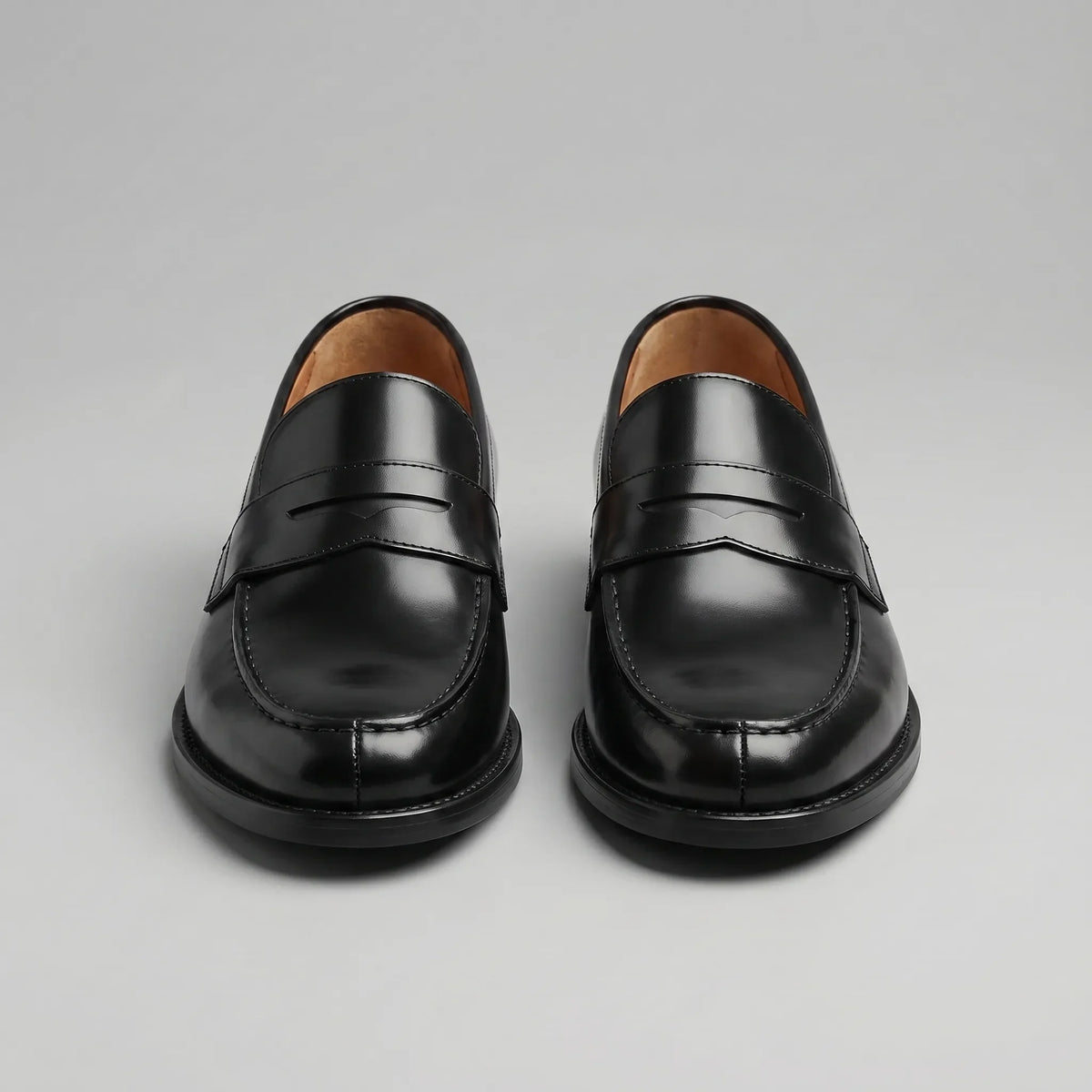 Penny Loafers Heren met Glanzende Afwerking en Blokhak Klassiek