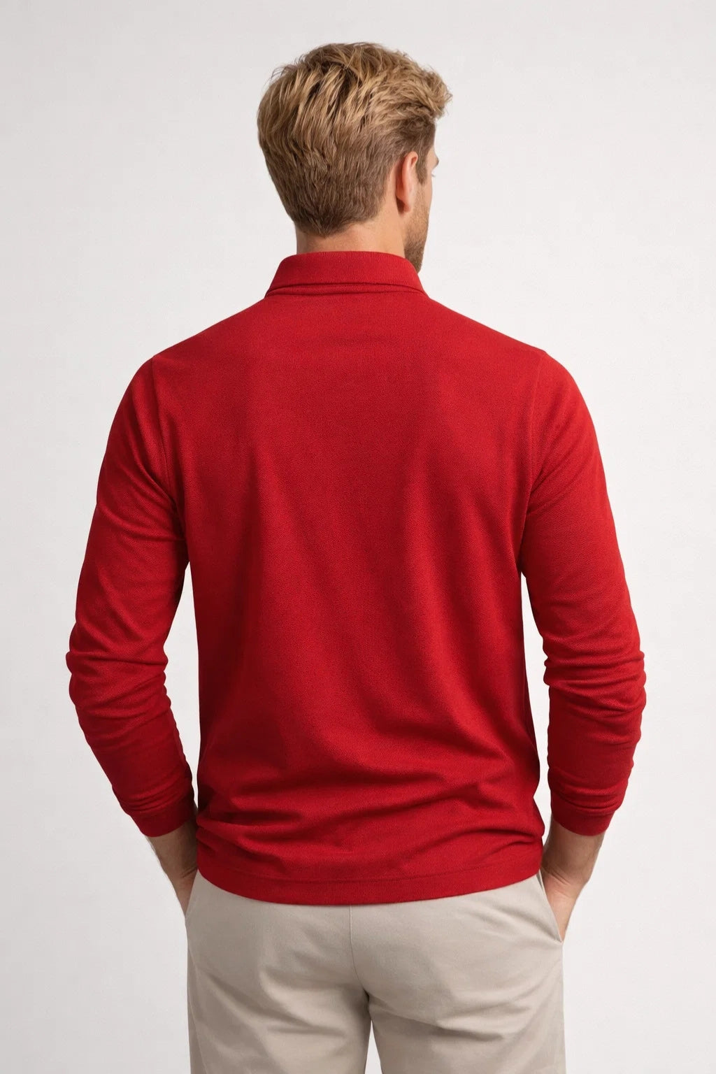 Poloshirt Heren Lange Mouwen met Knoopsluiting Smart Casual
