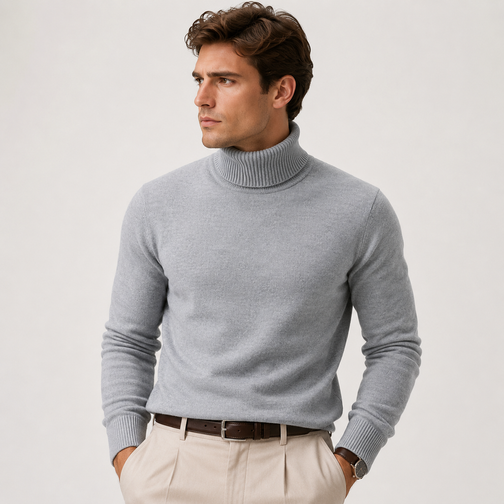 Coltrui Heren Slim Fit Fijngebreid met Geribbelde Col Klassiek