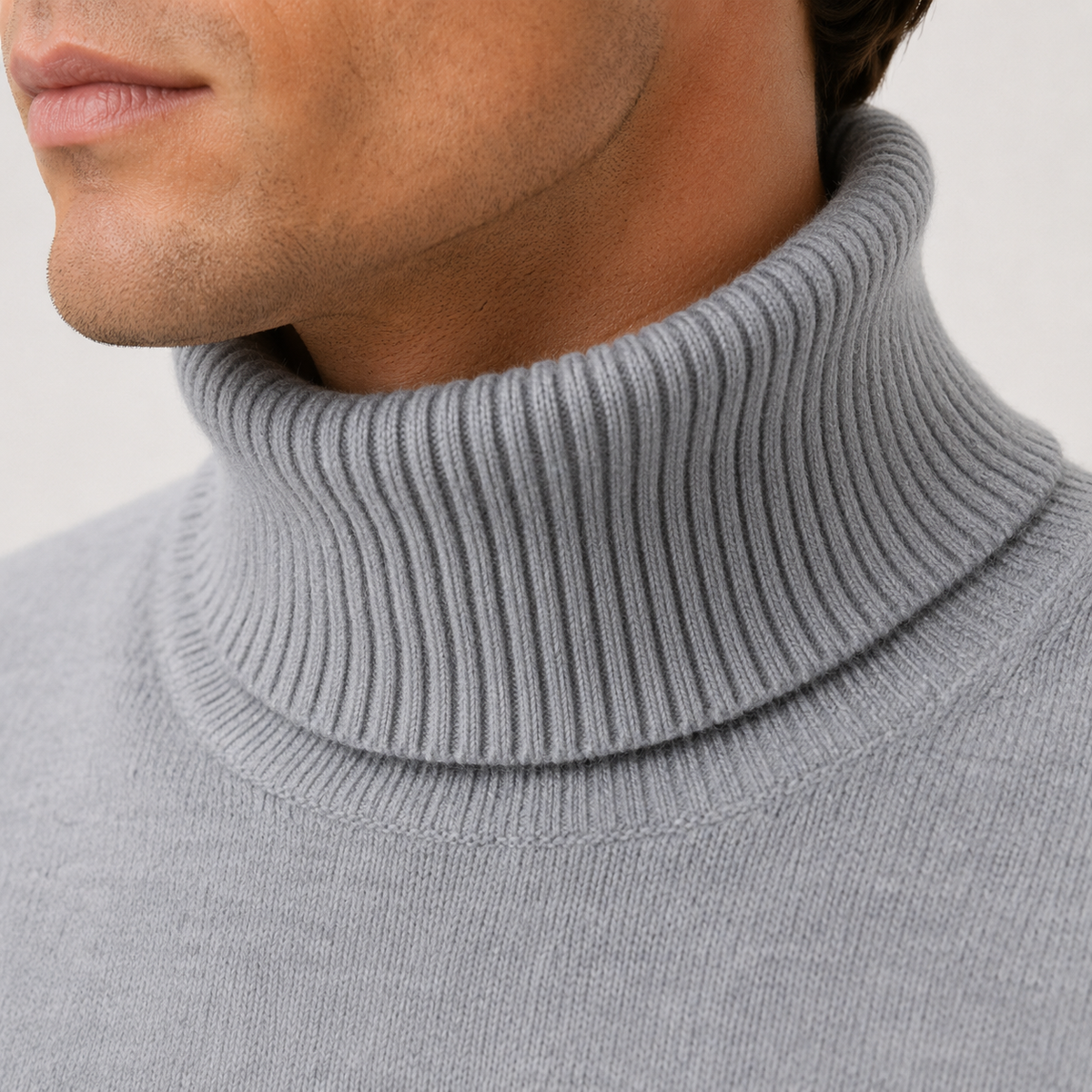 Coltrui Heren Slim Fit Fijngebreid met Geribbelde Col Klassiek