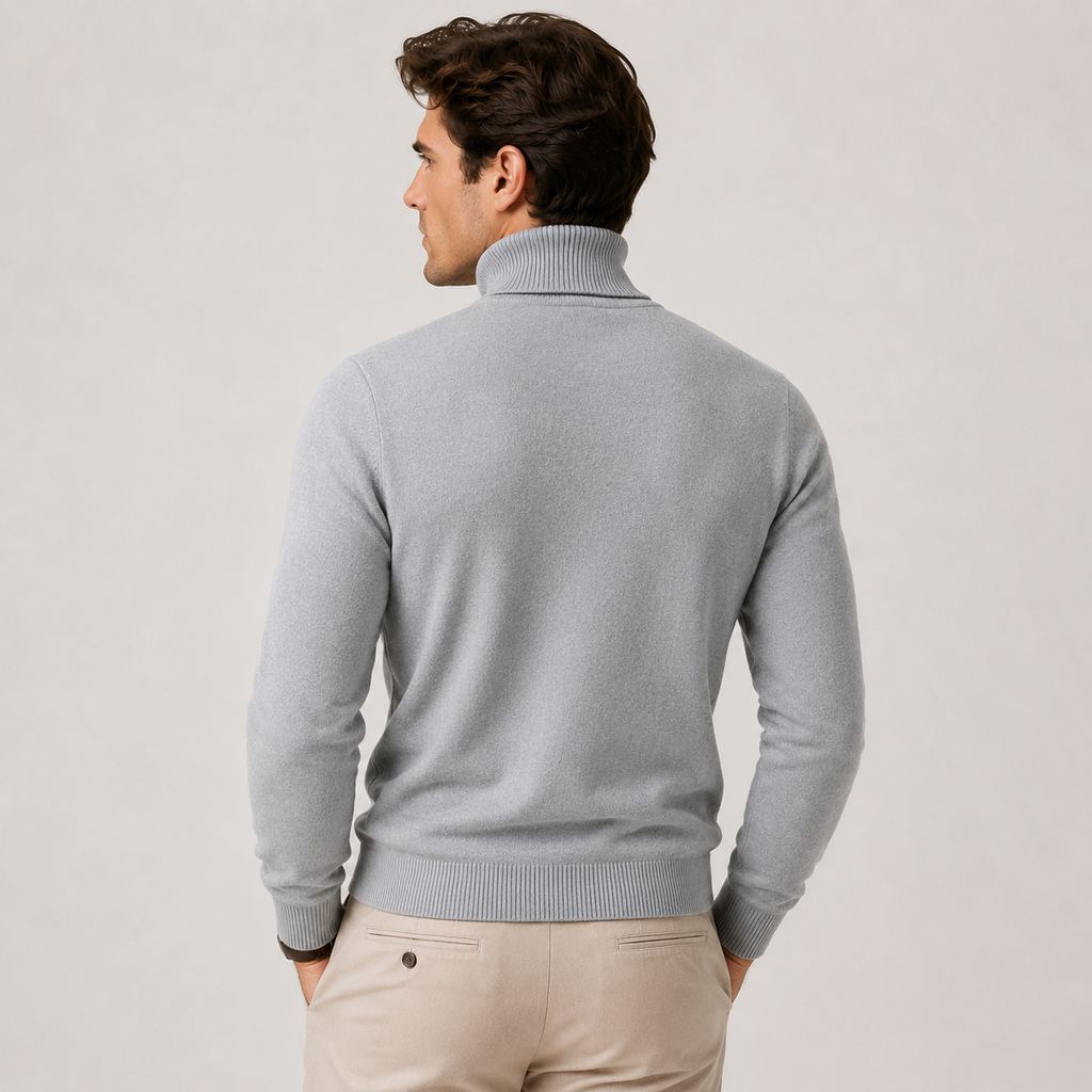 Coltrui Heren Slim Fit Fijngebreid met Geribbelde Col Klassiek