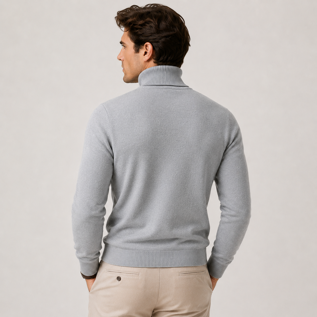 Coltrui Heren Slim Fit Fijngebreid met Geribbelde Col Klassiek