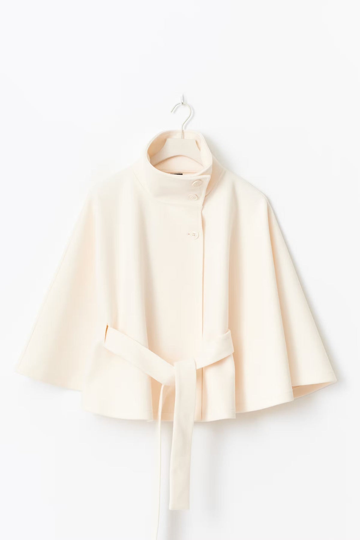 Capejas Dames Kort met Opstaande Kraag en Strikceintuur Elegant