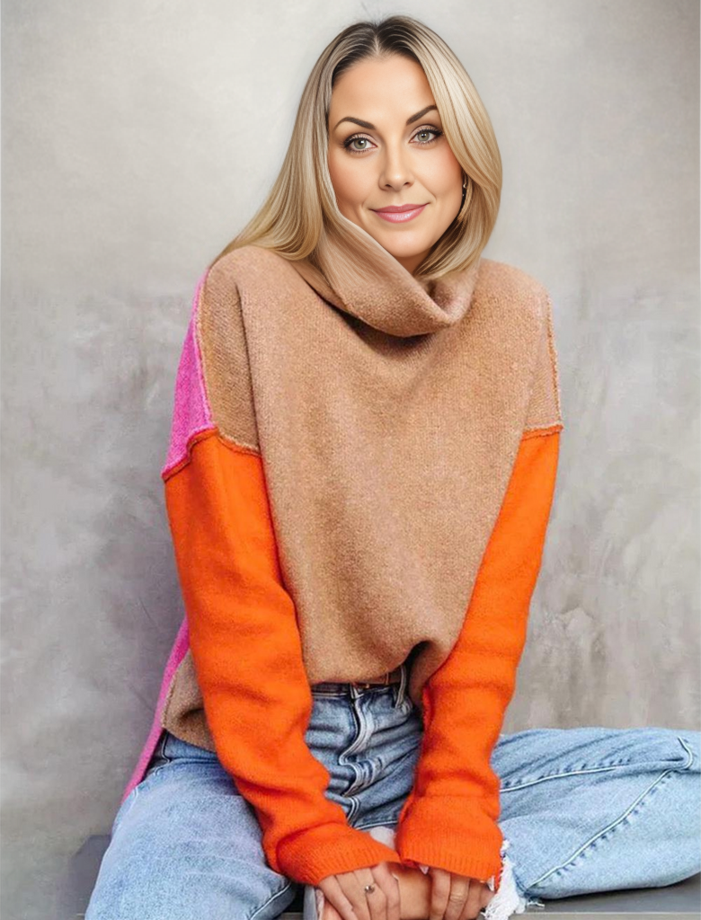 Coltrui Dames Oversized Colour Block met Ribboorden Casual