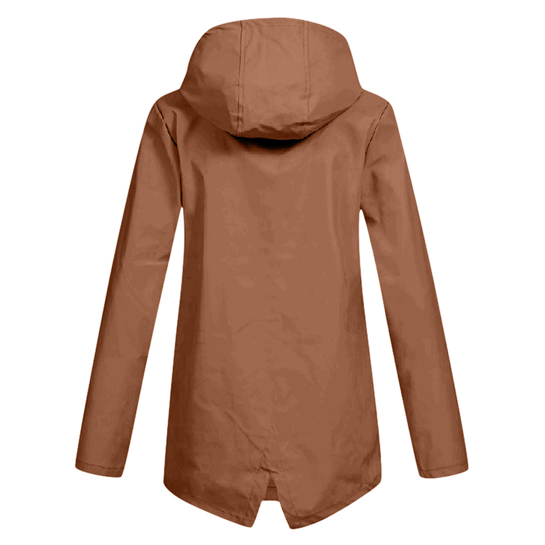 Regenjas Dames Halflang met Capuchon en Twee Klepzakken Casual