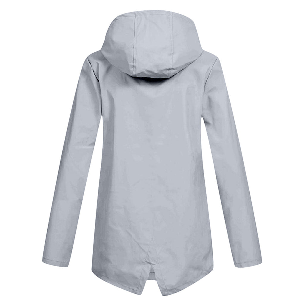 Regenjas Dames Halflang met Capuchon en Twee Klepzakken Casual