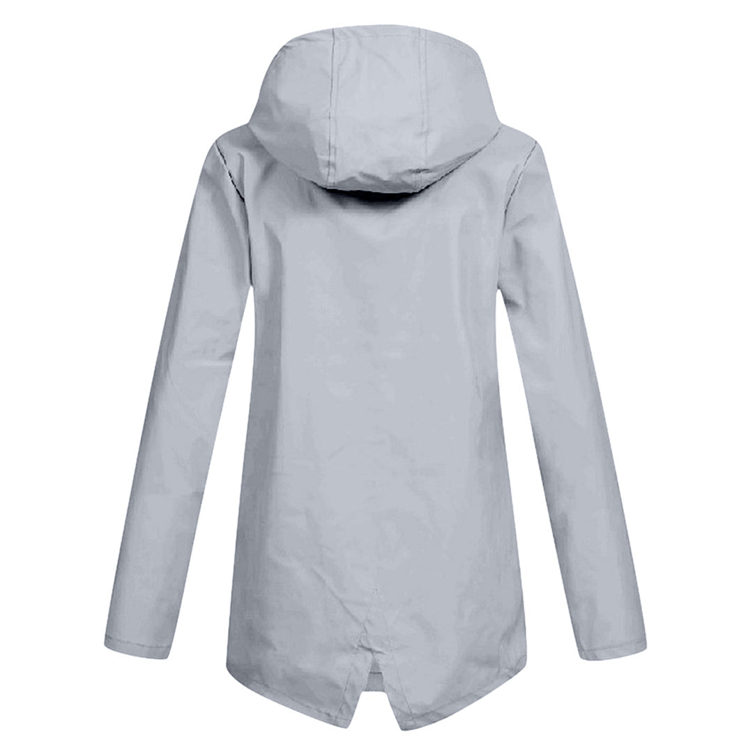 Regenjas Dames Halflang met Capuchon en Twee Klepzakken Casual