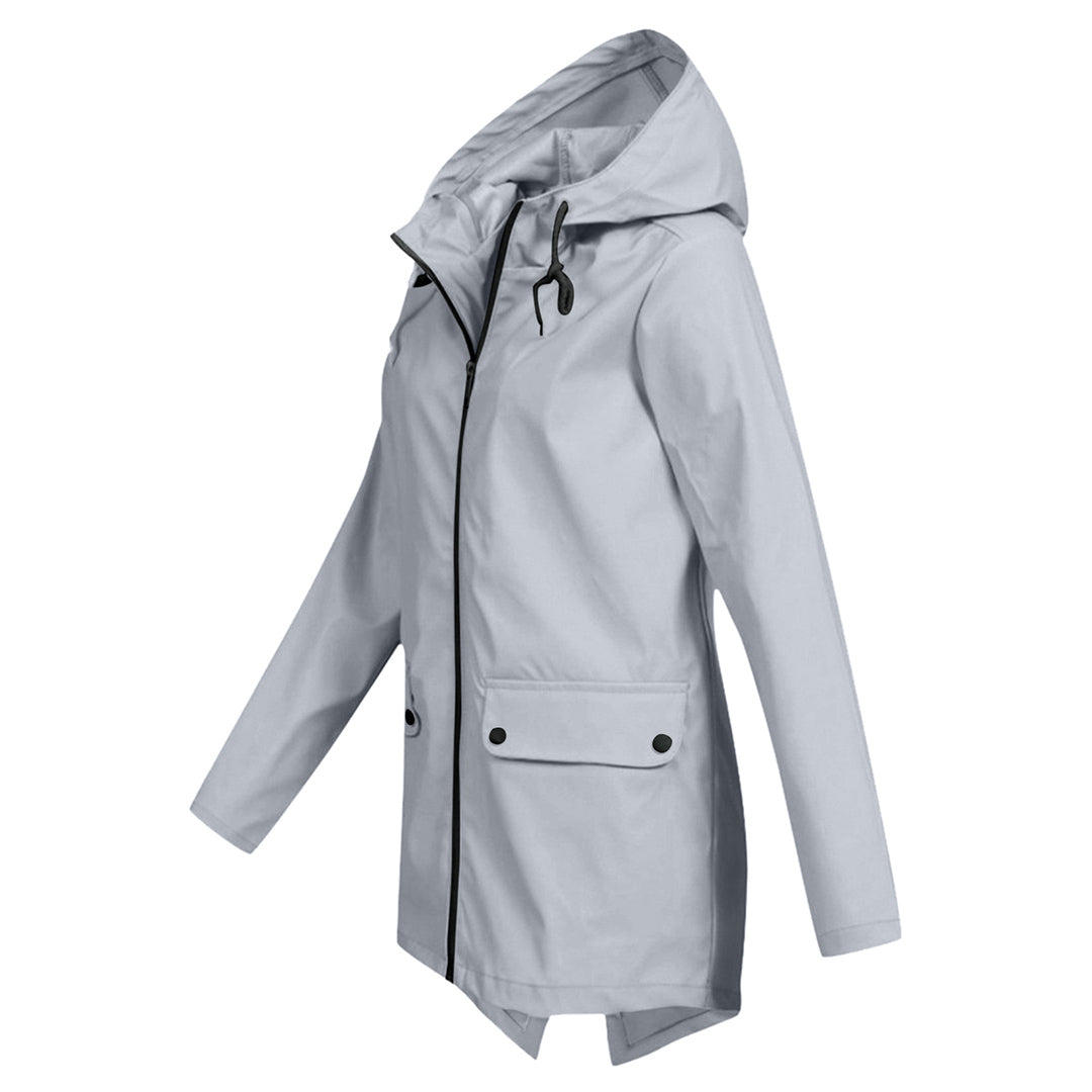 Regenjas Dames Halflang met Capuchon en Twee Klepzakken Casual