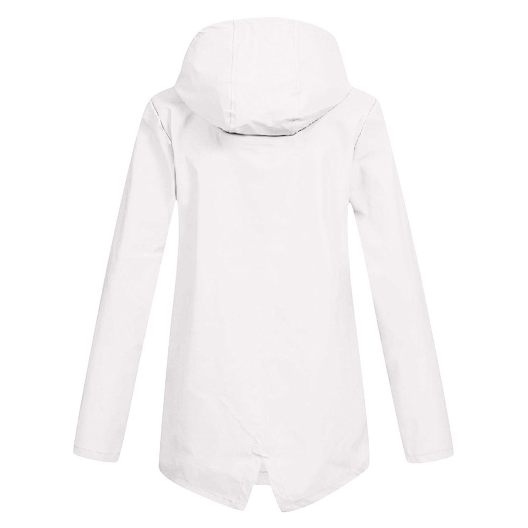 Regenjas Dames Halflang met Capuchon en Twee Klepzakken Casual