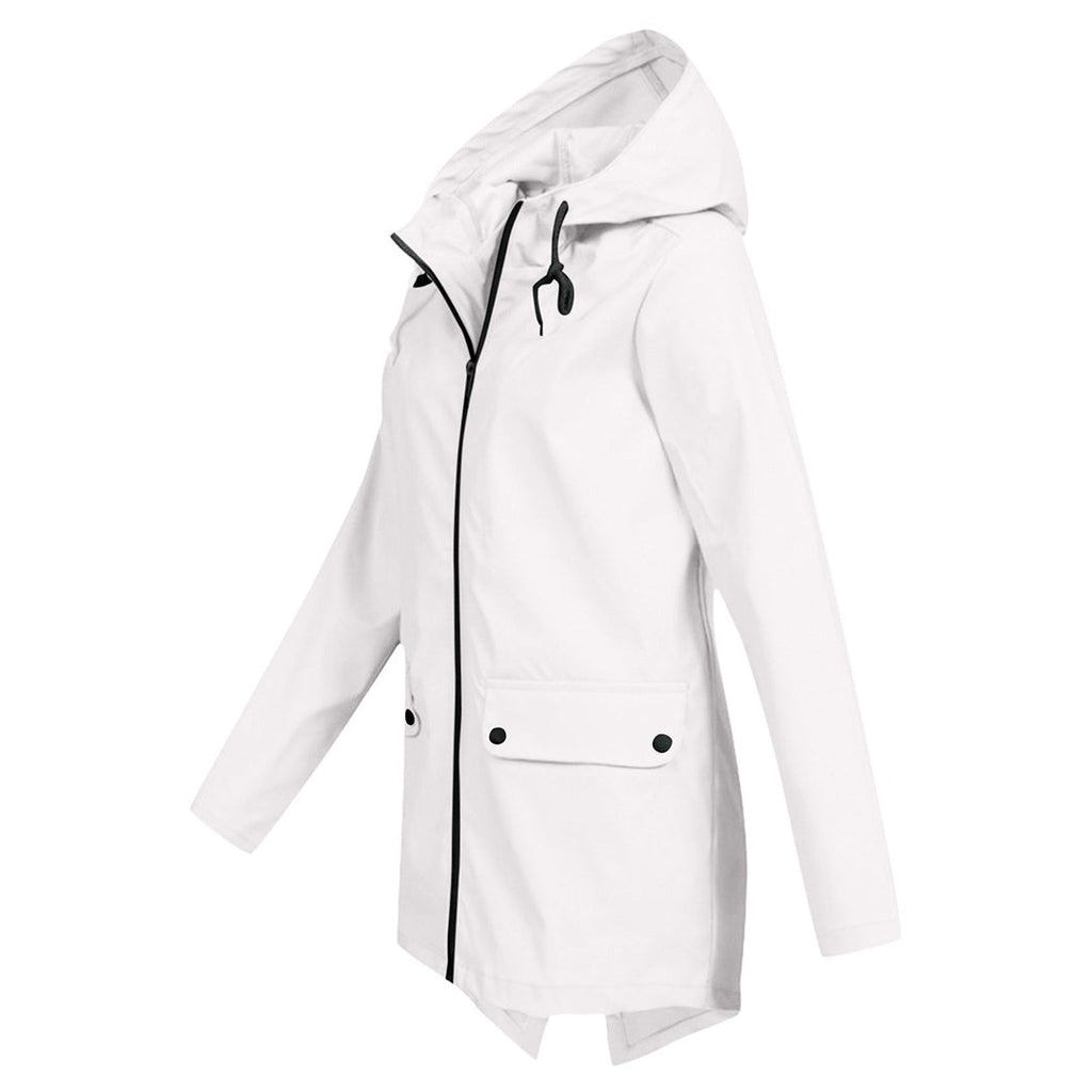Regenjas Dames Halflang met Capuchon en Twee Klepzakken Casual