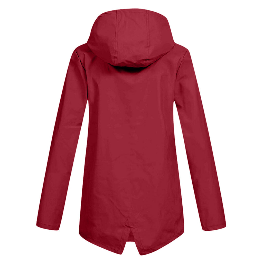 Regenjas Dames Halflang met Capuchon en Twee Klepzakken Casual