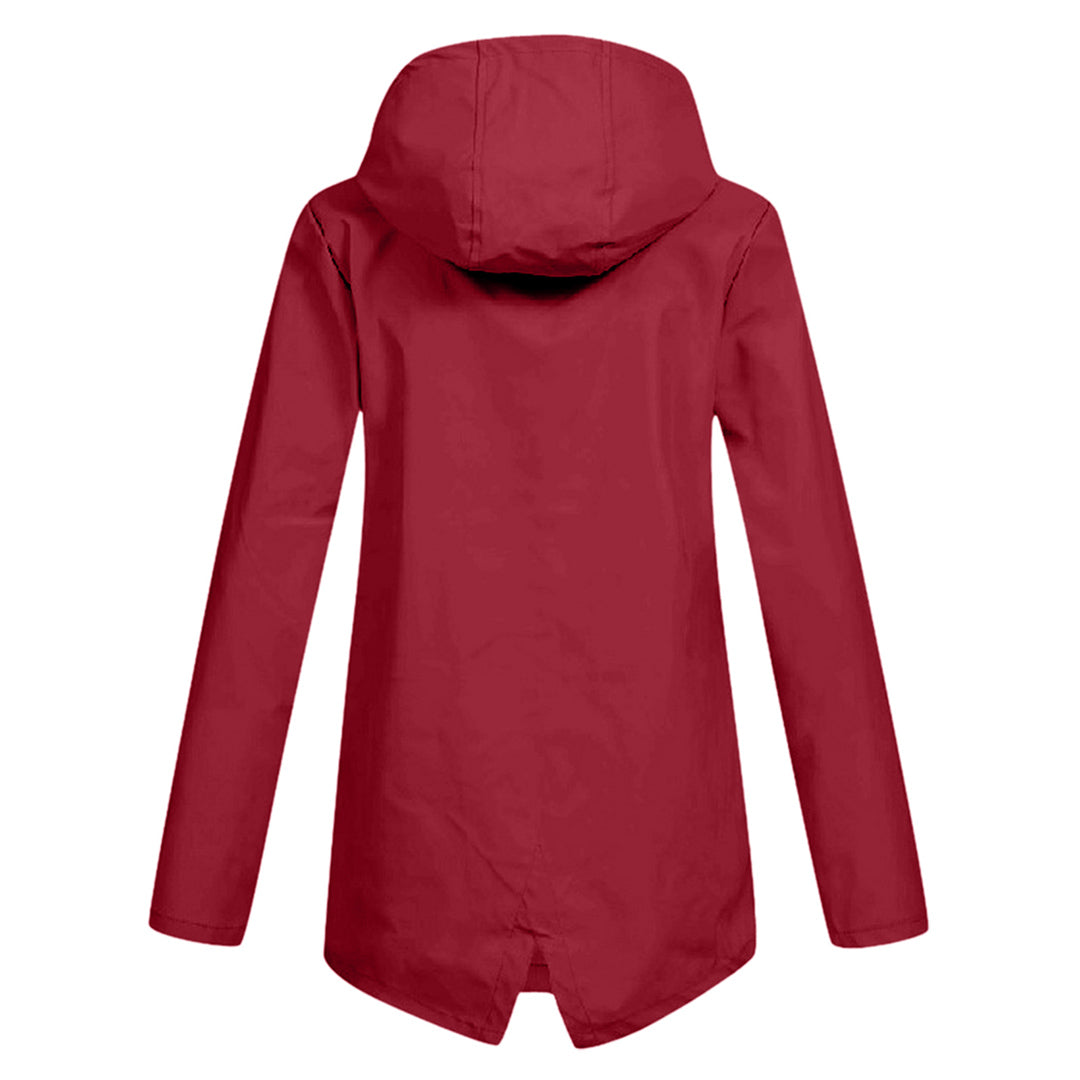 Regenjas Dames Halflang met Capuchon en Twee Klepzakken Casual