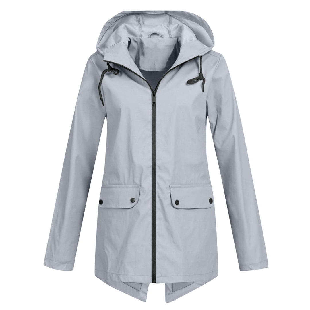 Regenjas Dames Halflang met Capuchon en Twee Klepzakken Casual