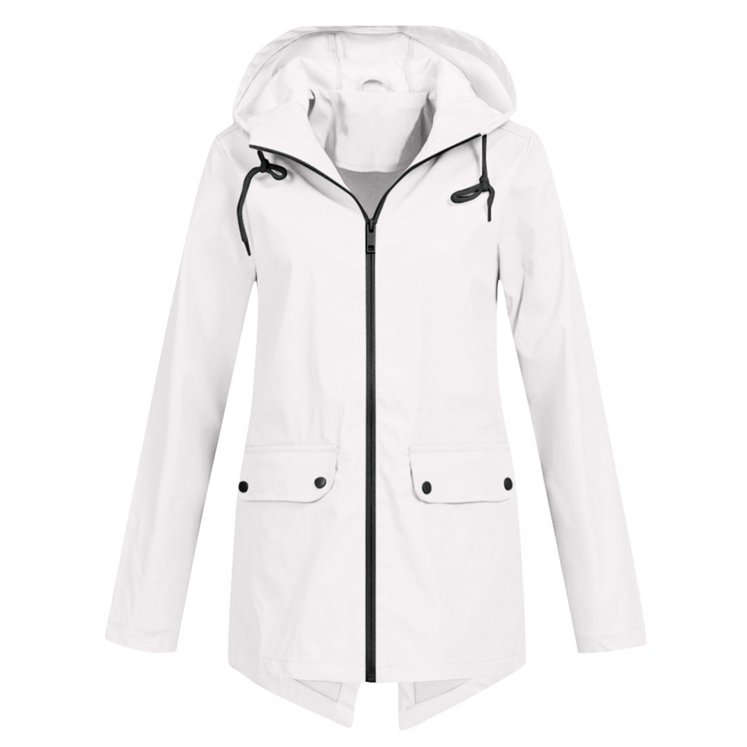 Regenjas Dames Halflang met Capuchon en Twee Klepzakken Casual