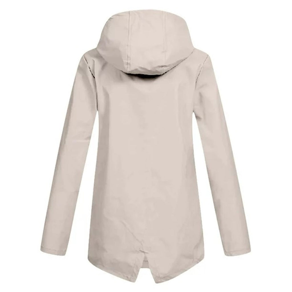 Regenjas Dames Halflang met Capuchon en Twee Klepzakken Casual
