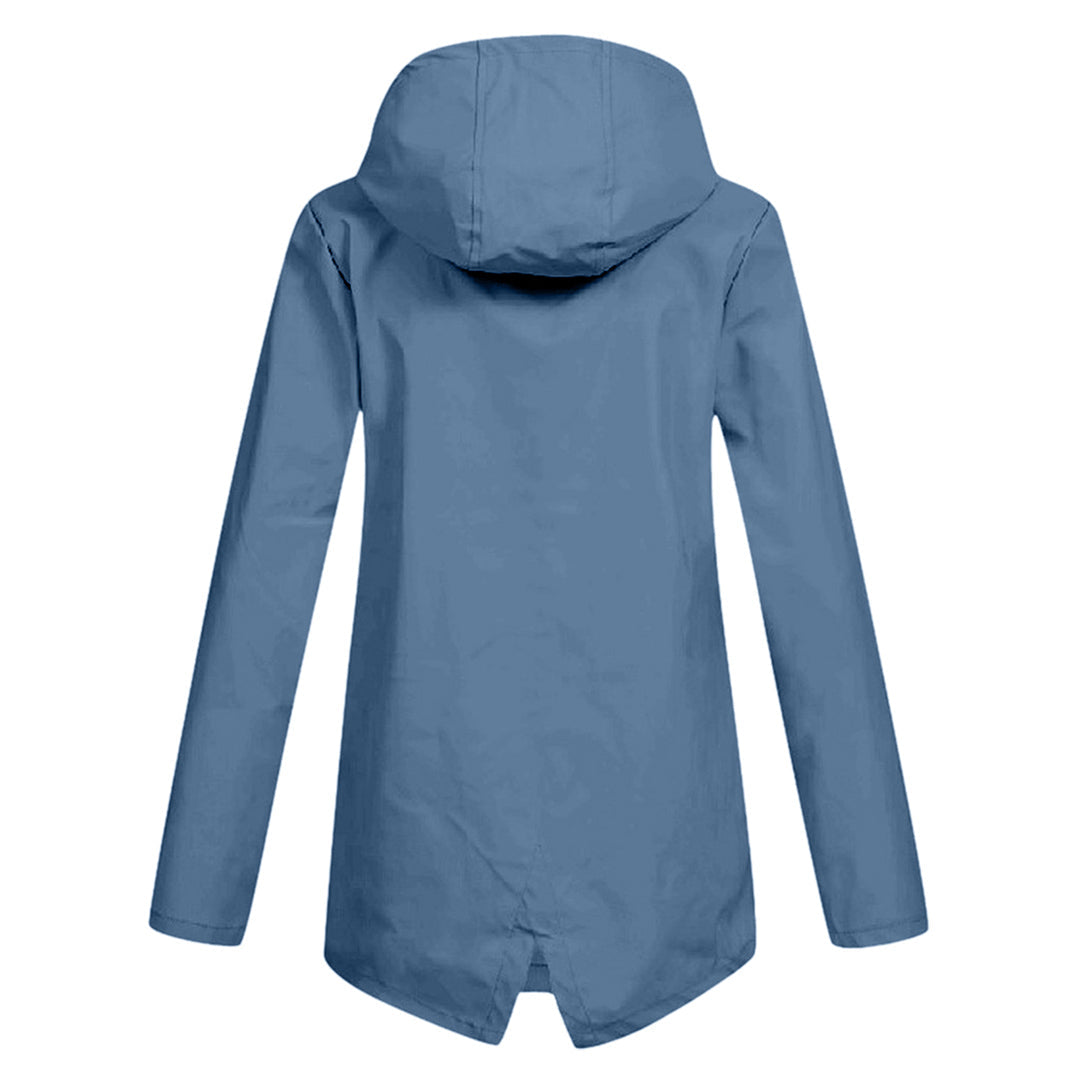 Regenjas Dames Halflang met Capuchon en Twee Klepzakken Casual