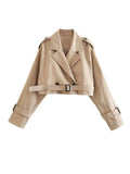 Trenchcoat Dames Kort met Dubbele Knopenrij en Riem Elegant