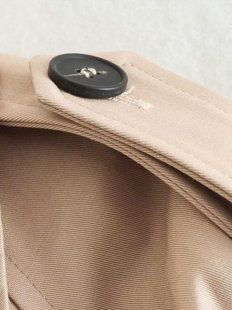 Trenchcoat Dames Kort met Dubbele Knopenrij en Riem Elegant